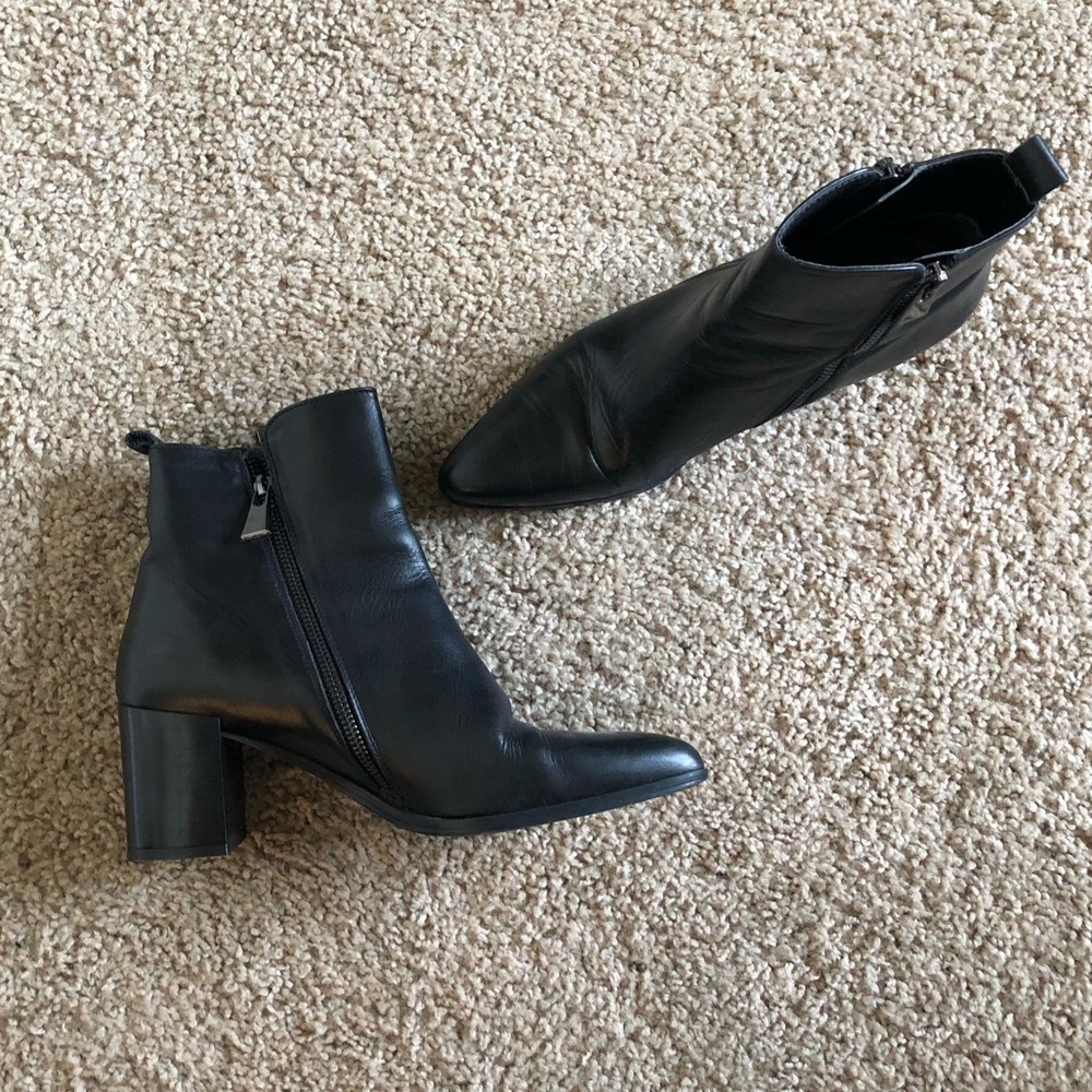 Zara black leather booties